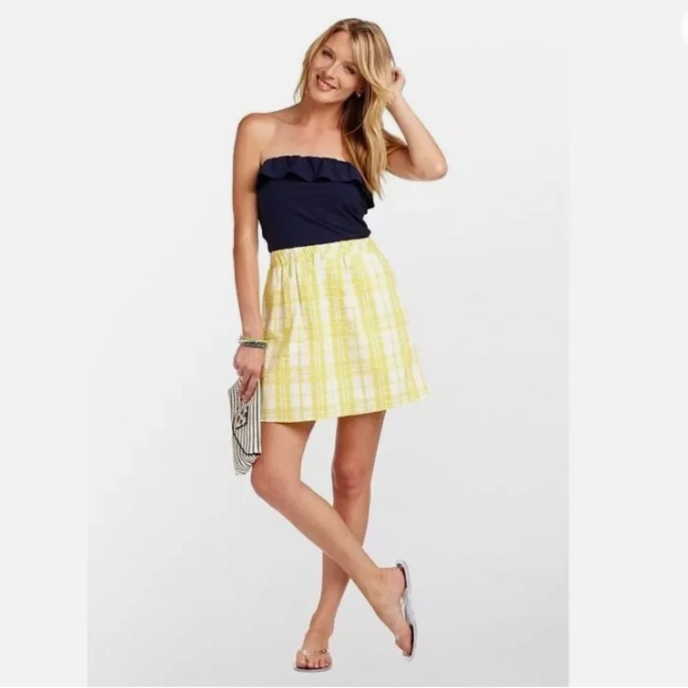 Lilly Pulitzer Esmeralda
Starfruit Yellow Sucker For Plaid Combo Navy Dress Sz L - Picture 3 of 15